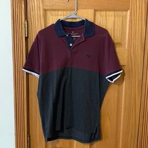American Eagle Maroon/Gray Polo